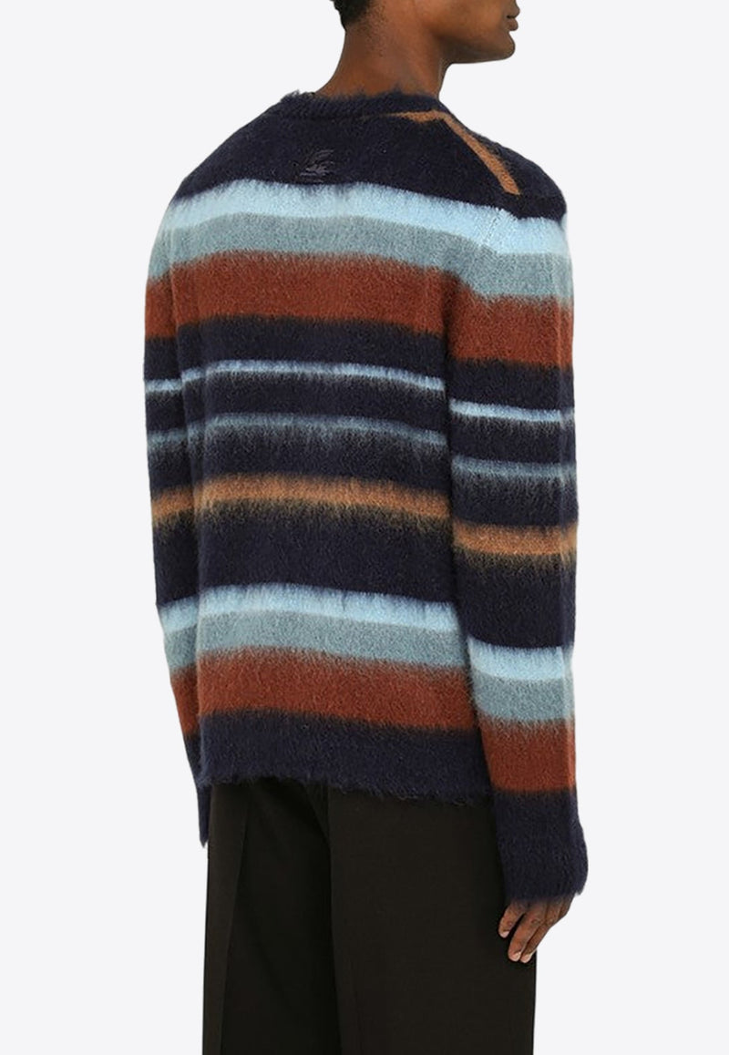 Striped Mohair-Blend Crewneck Sweater