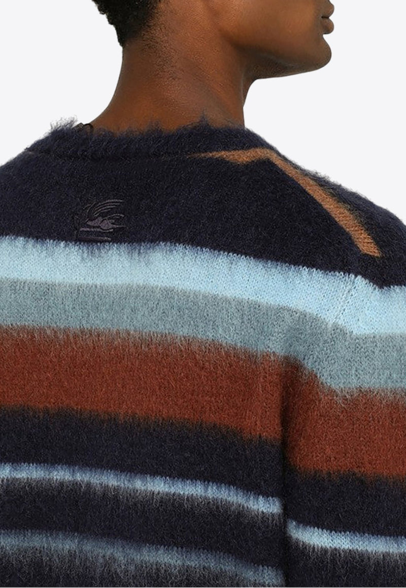 Striped Mohair-Blend Crewneck Sweater