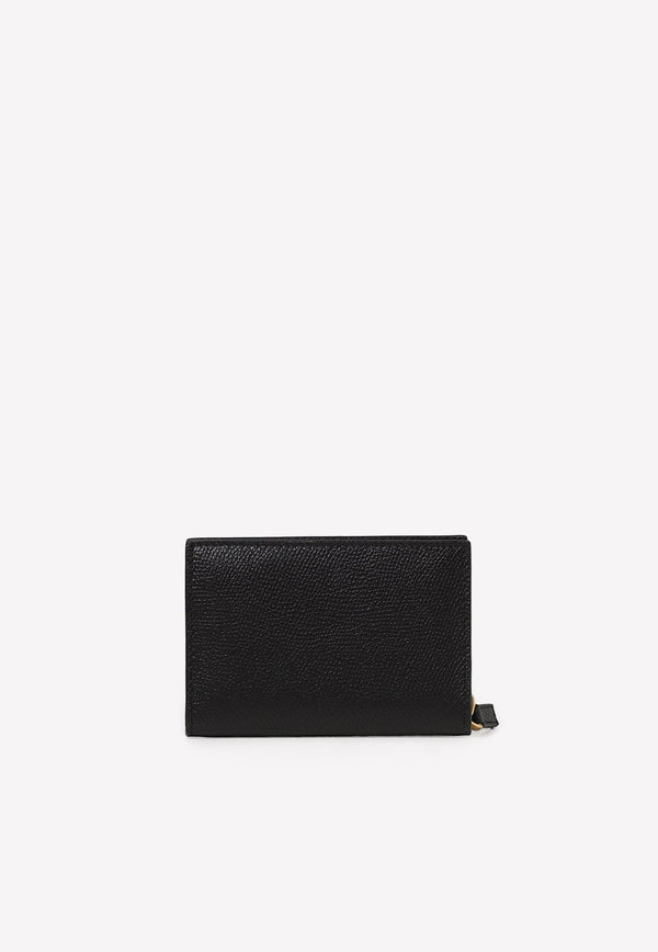 VLogo Zip Wallet in Grained Leather