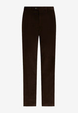 Corduroy Pants with Floral-Band