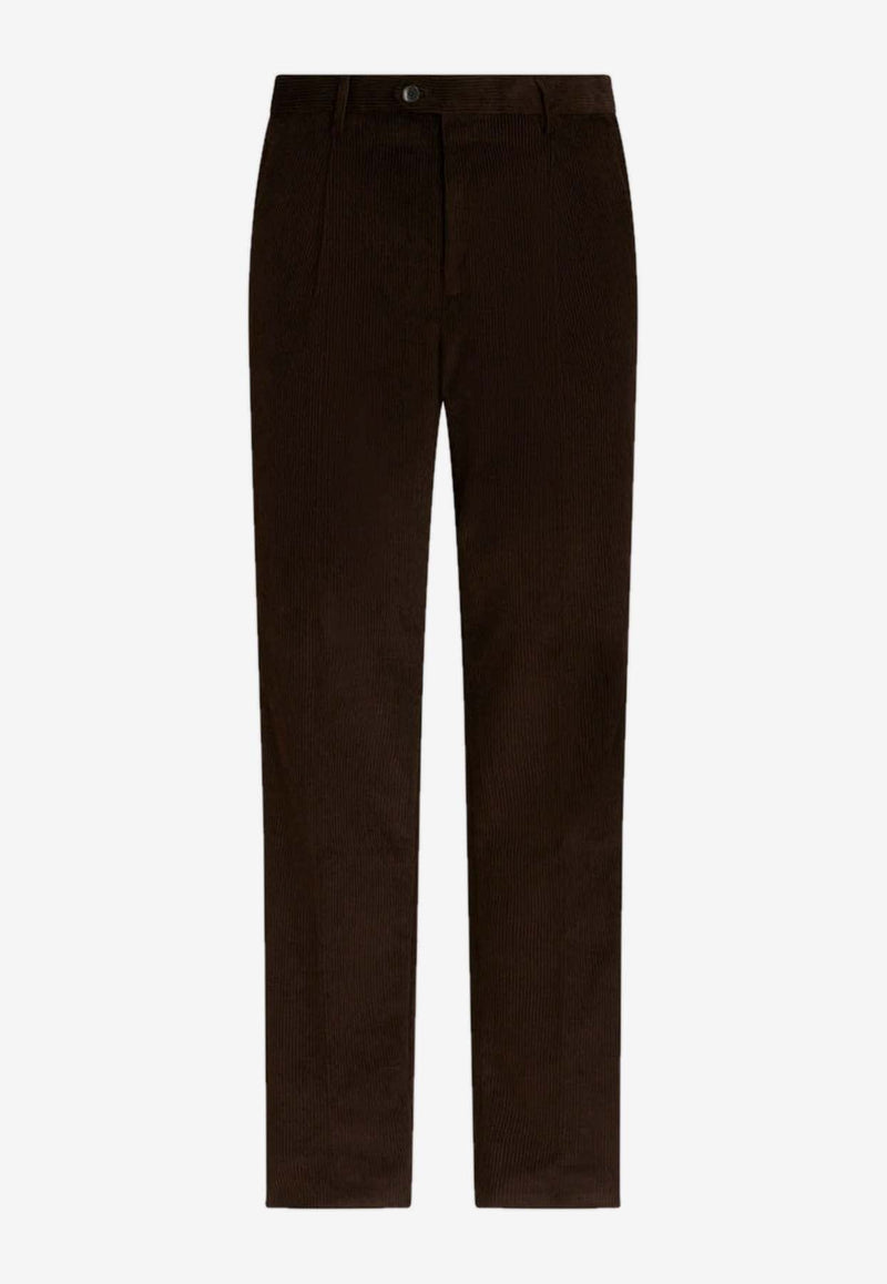 Corduroy Pants with Floral-Band