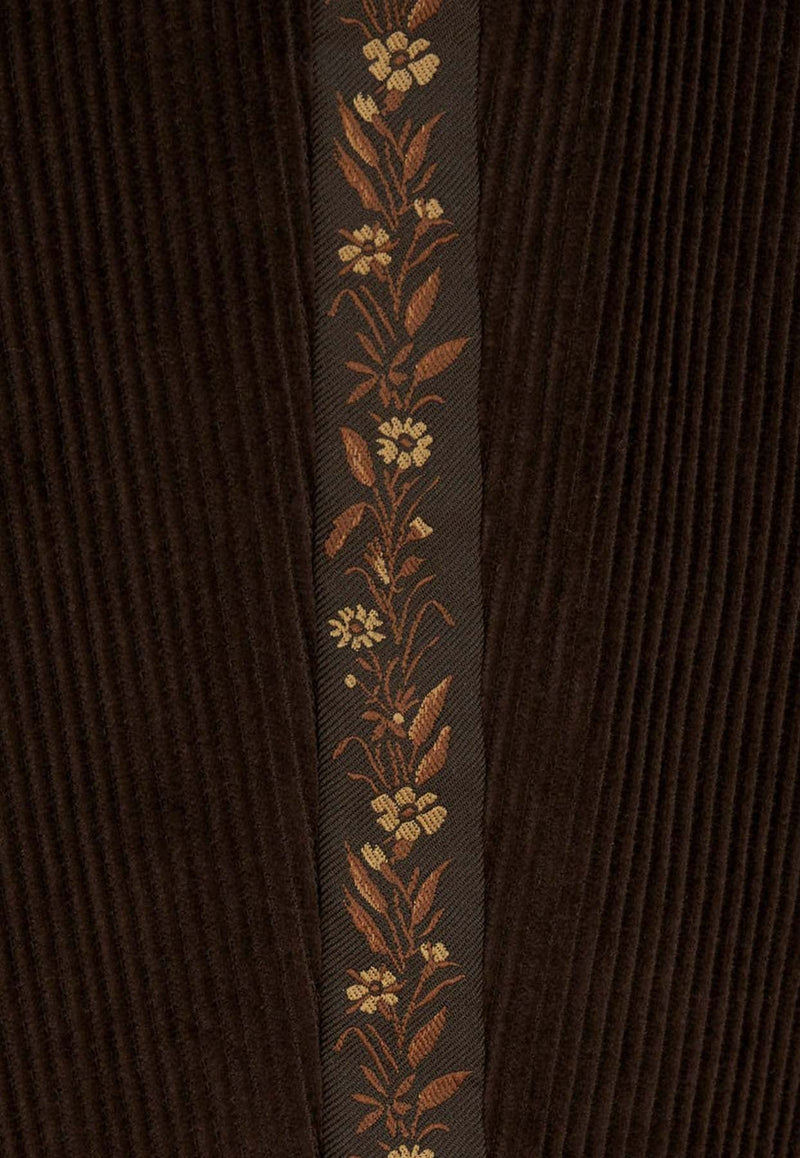 Corduroy Pants with Floral-Band