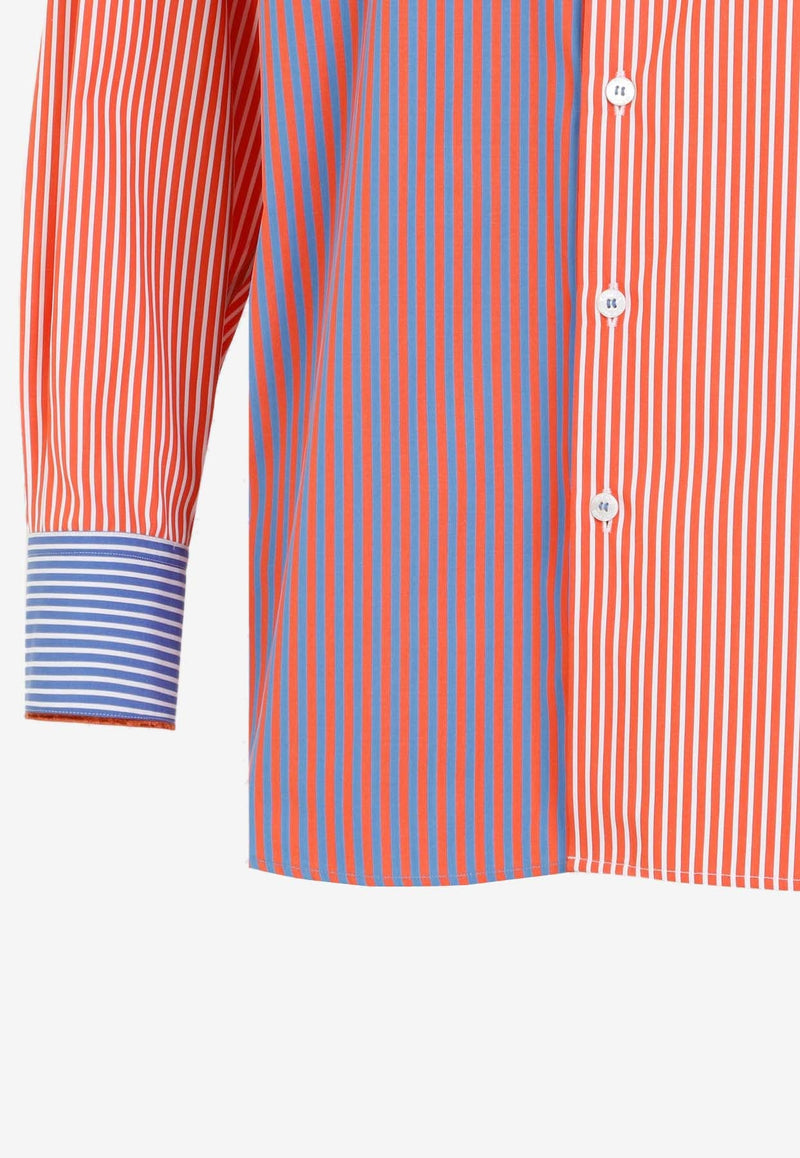 Paneled Striped Long-Sleeved T-shirt