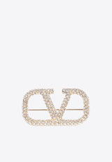 VLogo Signature Crystal Embellished Brooch