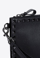 Rockstud Embellished Leather Pouch Bag