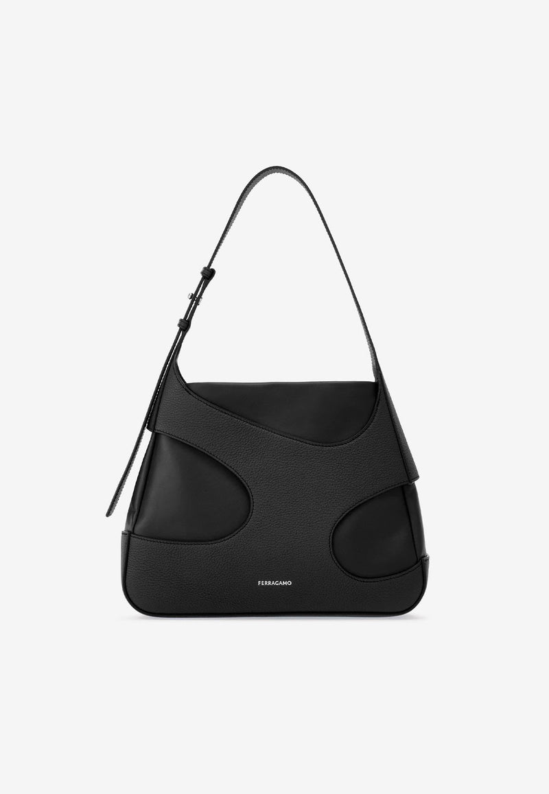 Medium Leather Shoulder Bag with Cut-Outs