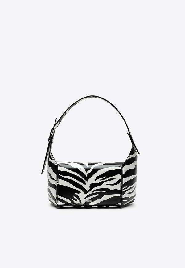 7/7 Zebra Print Shoulder Bag in Calf Leather