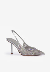 Gilda 80 Crystal Mesh Slingback Pumps