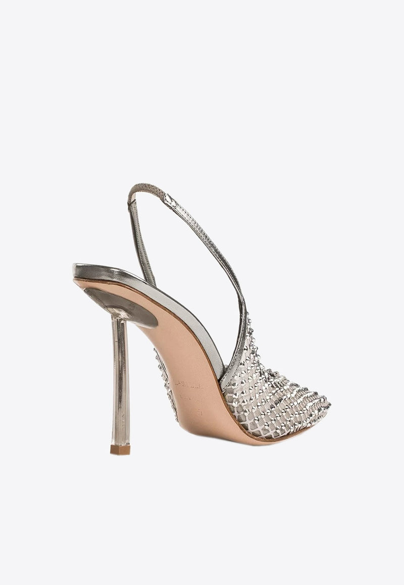 Gilda 100 Crystal Mesh Slingback Pumps