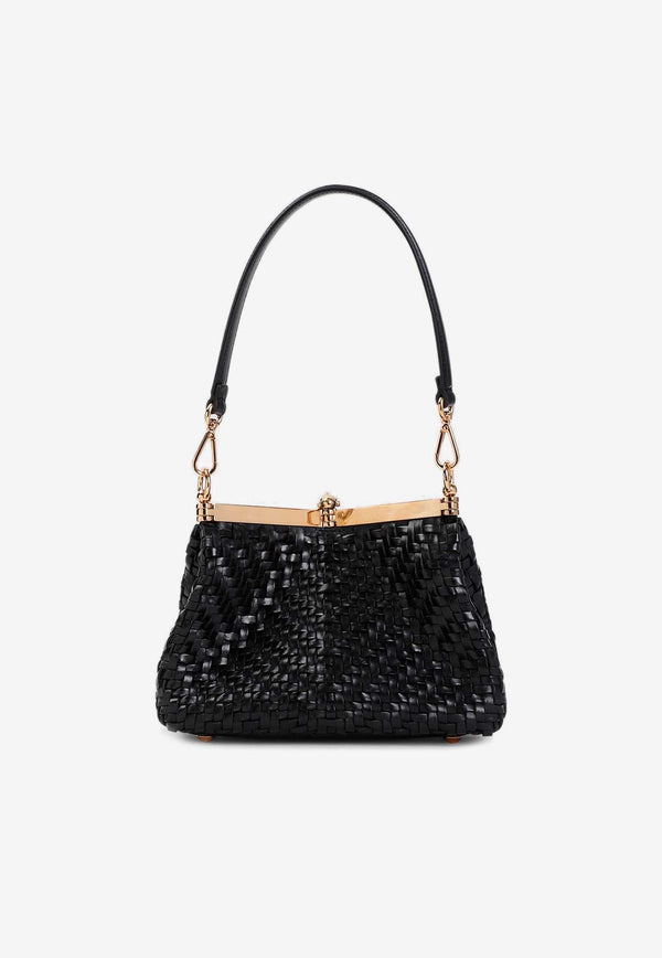 Small Vela Woven Leather Shoulder Bag