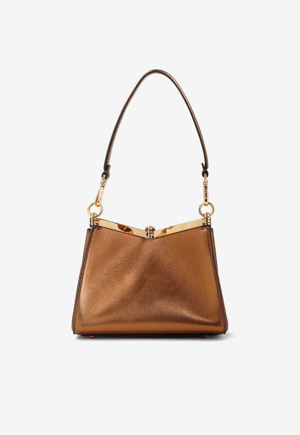 Mini Vela Laminated Leather Shoulder Bag