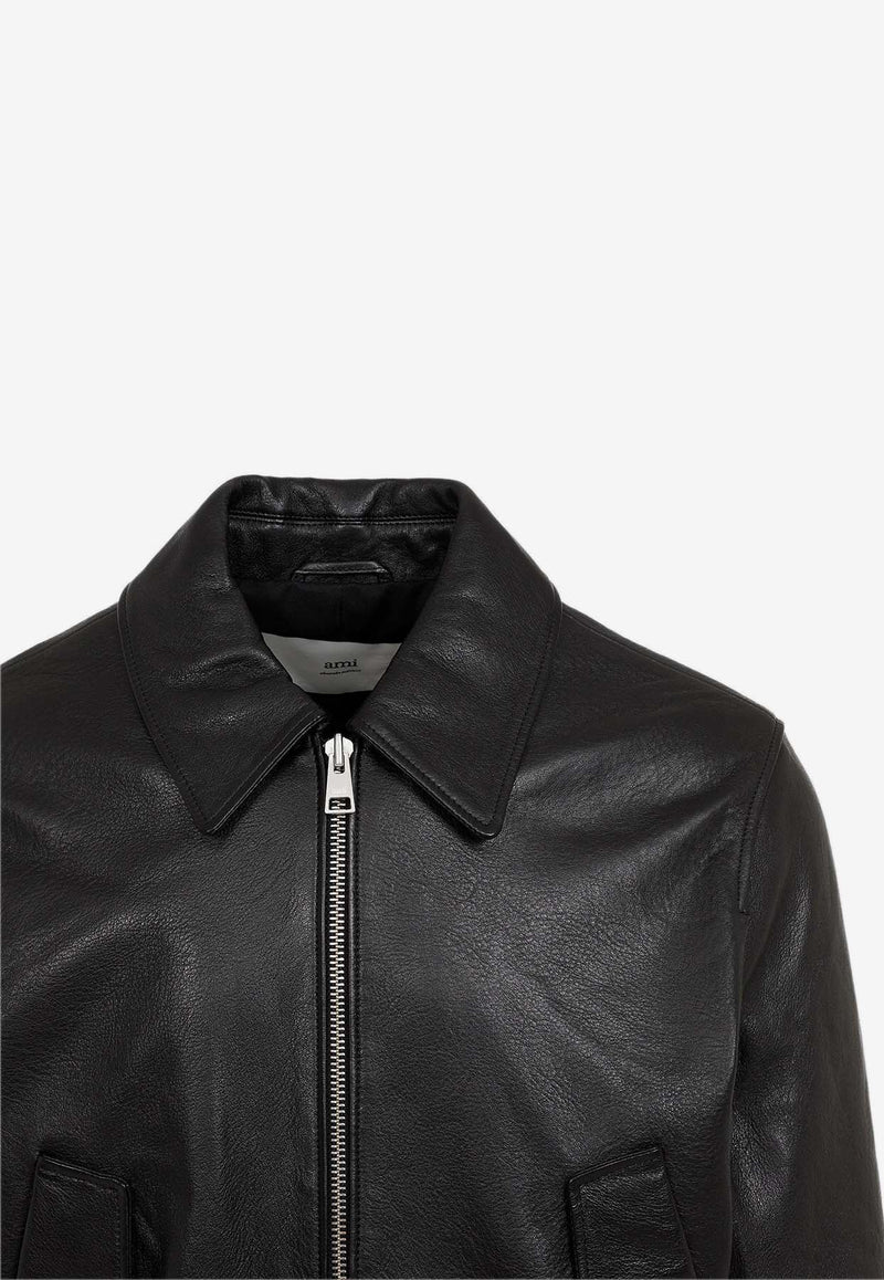 Leather Zip-Up Jacket