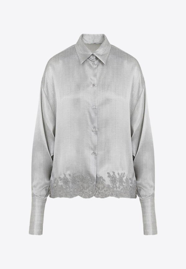 Lace-Hem Silk Shirt