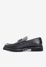 VLogo Plaque Leather Loafers