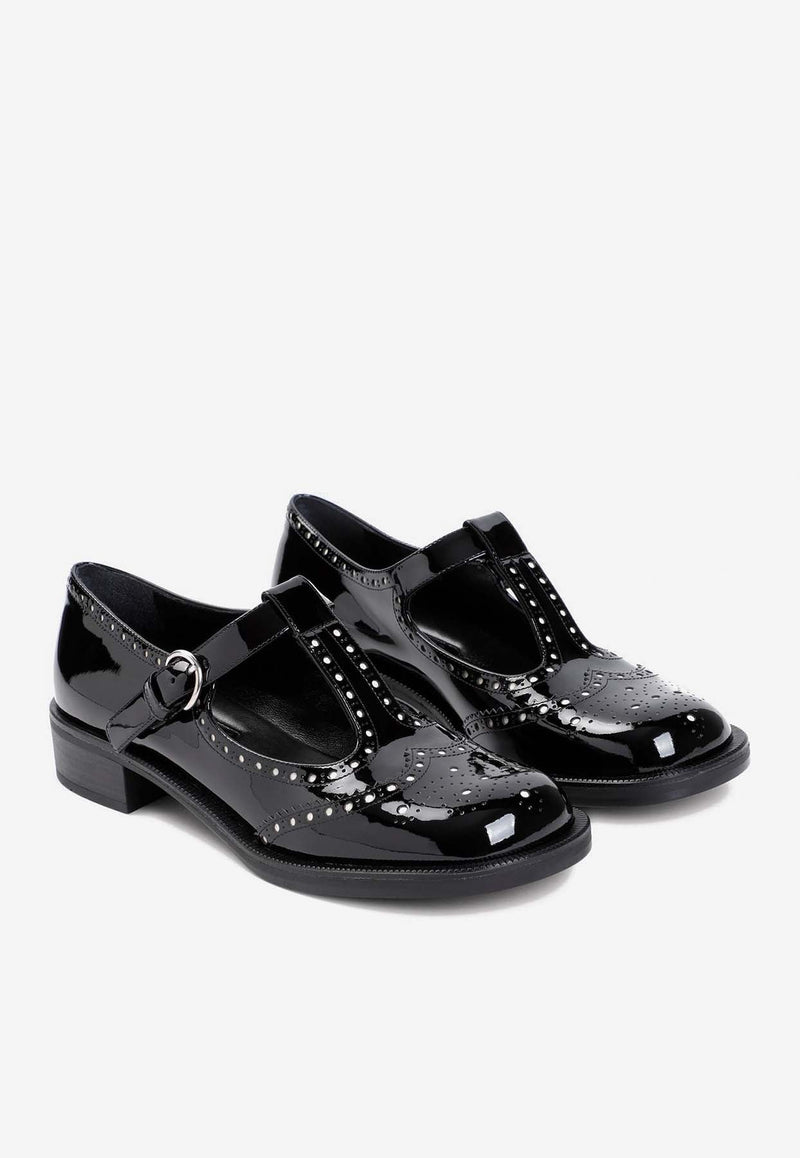 Patent Leather Buckle Shoes