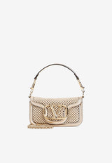 Small Locò Shoulder Bag in Metallic Woven Leather