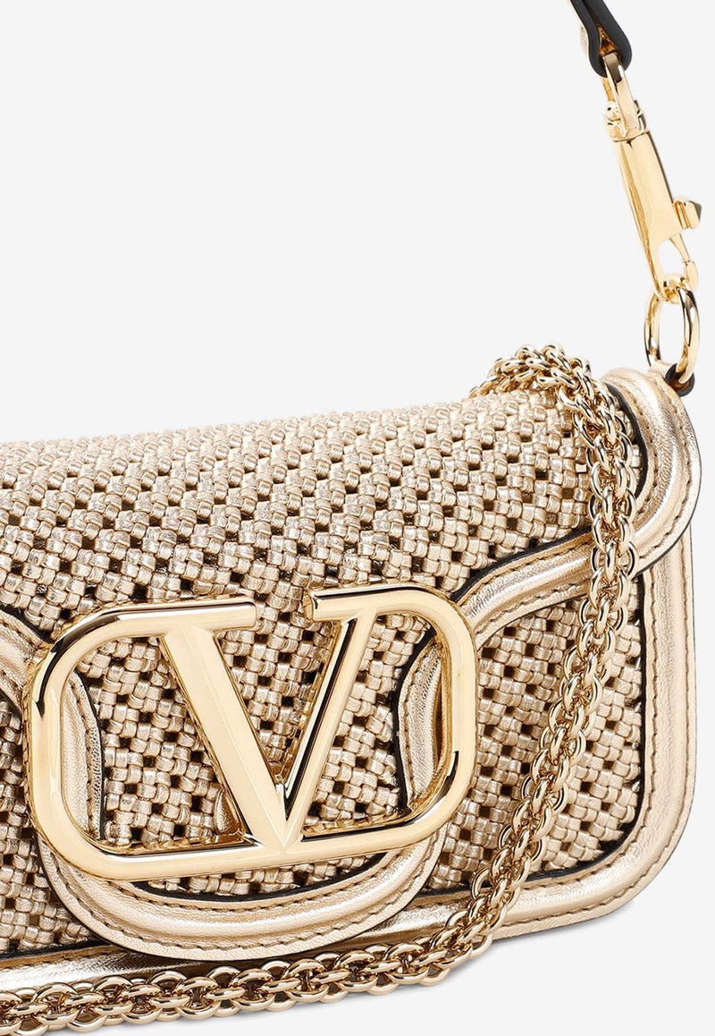 Small Locò Shoulder Bag in Metallic Woven Leather