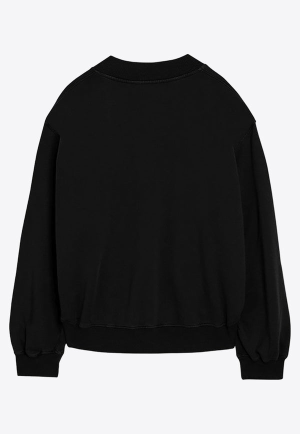 Oversized V-neck Cropped Sweatshirt