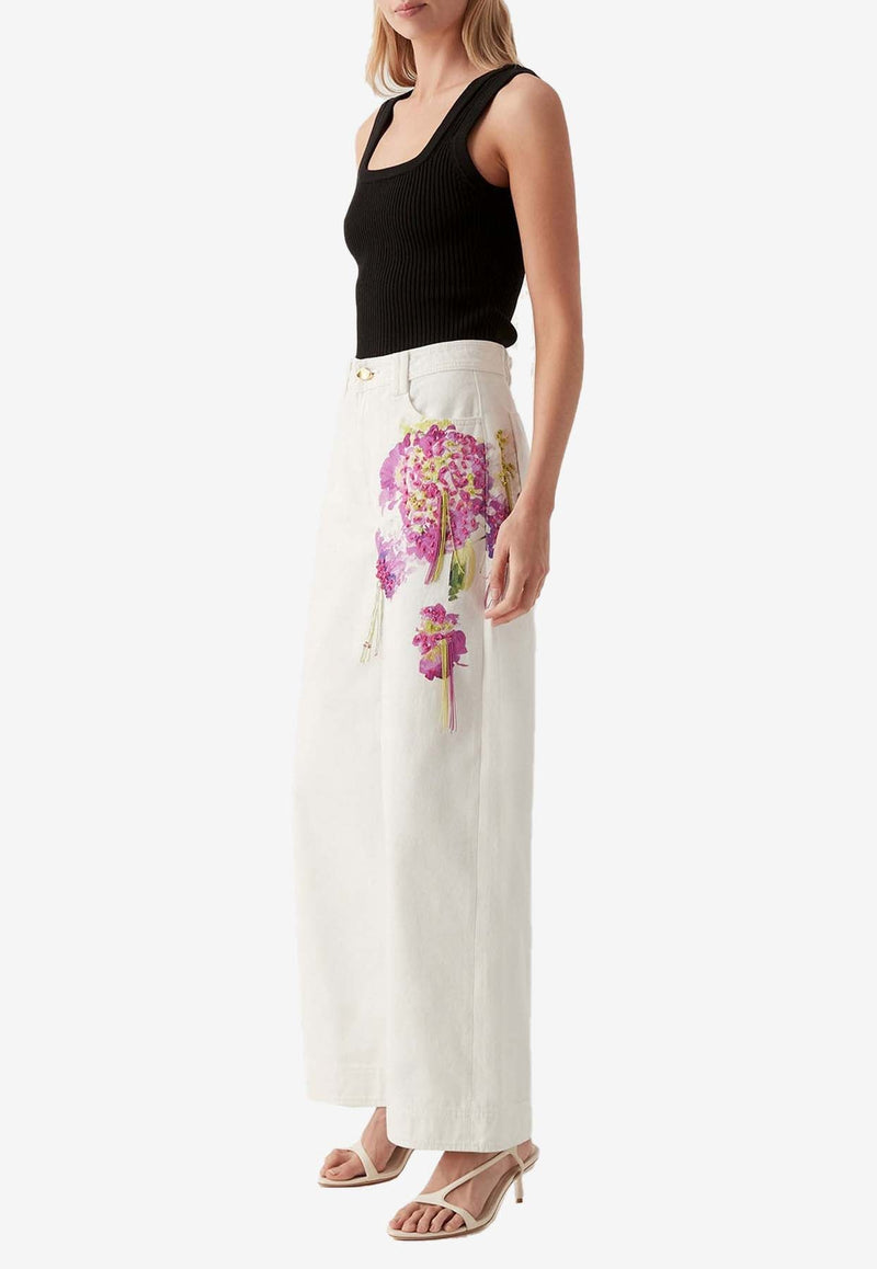 Flora Detail Wide Leg Jeans