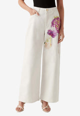 Flora Detail Wide Leg Jeans