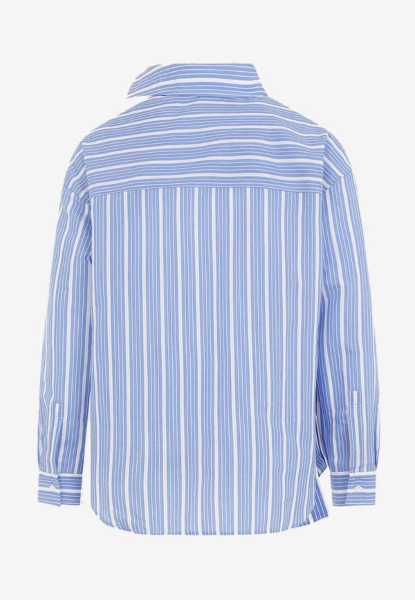 Asymmetric Striped Silk and Wool Shirt