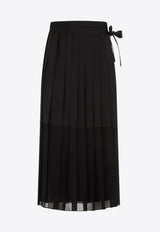 Pleated Wrap Midi Skirt