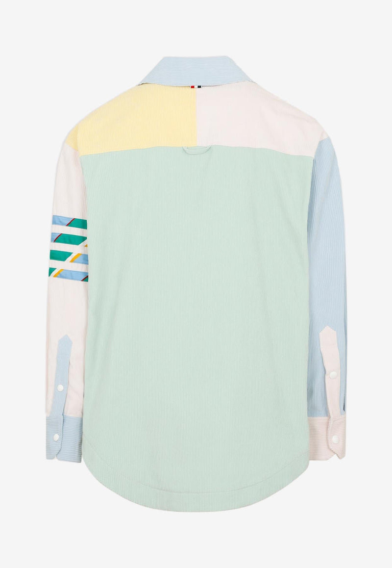 4-Bar Stripe Color-Block Overshirt