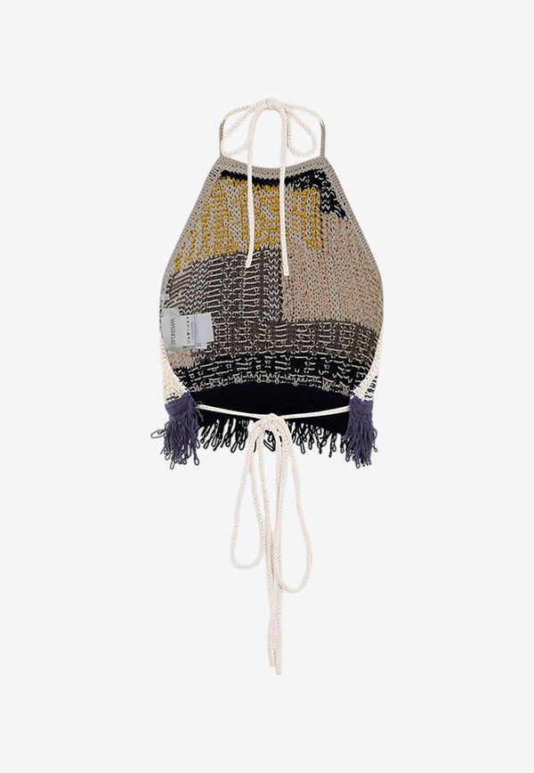 Betel Crochet Knit Halterneck Top
