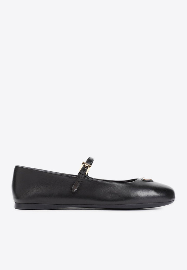 Logo Ballet Flats in Leather