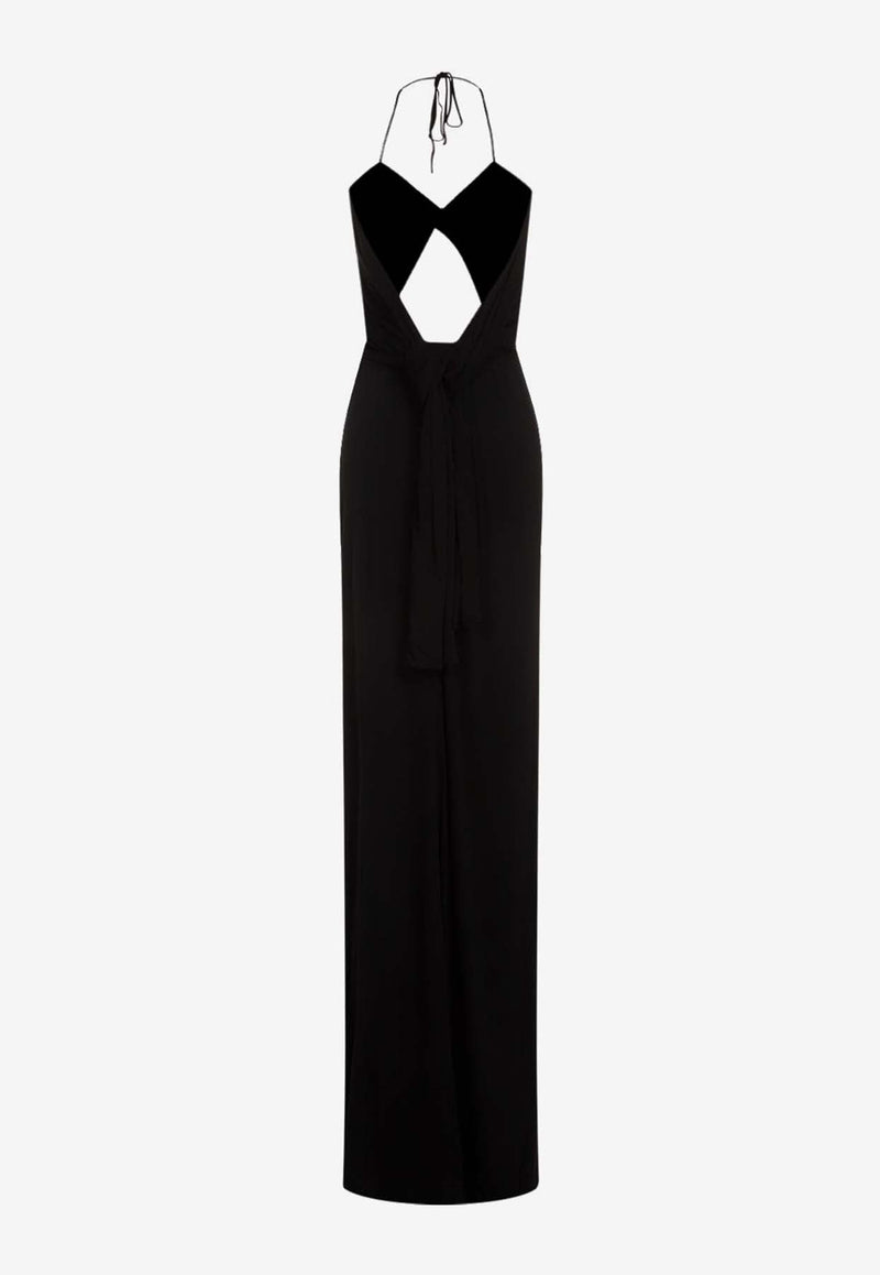 Backless Halter Maxi Dress