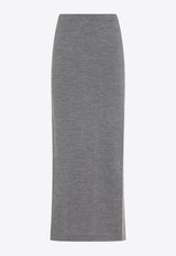 Bi-Color Knit Maxi Skirt in Wool