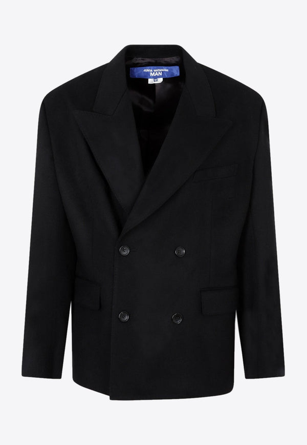 Double-Breasted Wool Suit Blazer