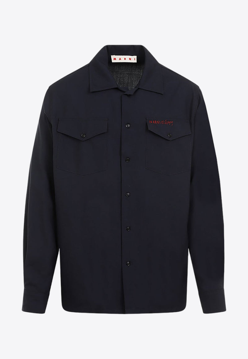 Logo-Embroidered Virgin Wool Overshirt