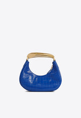 Bianca Hobo Shoulder Bag in Croc-Embossed Leather