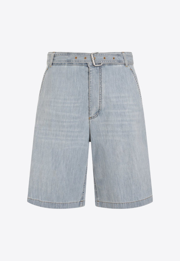 Belted Bermuda Denim Shorts