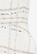 Boucle Sequin-Embellished Knee-Length Dress