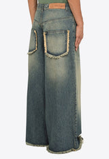 Wide-Leg Washed Jeans