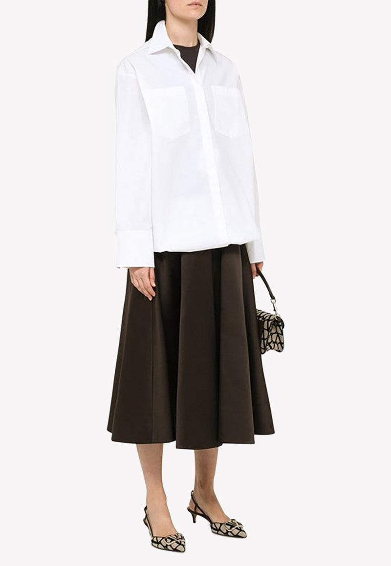 Satin Pleated Midi Skirt