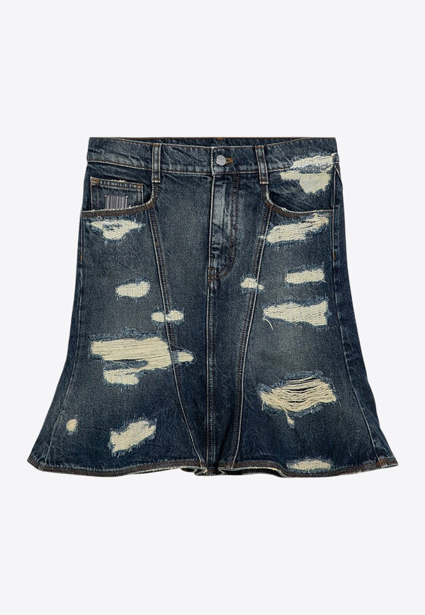 Distressed Mini Denim Skirt