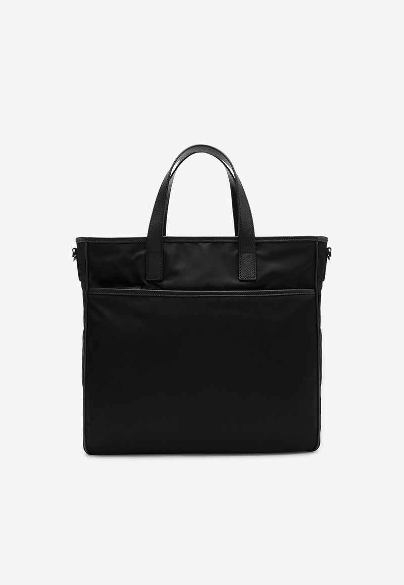 Re-Nylon and Saffiano Leather Tote Bag