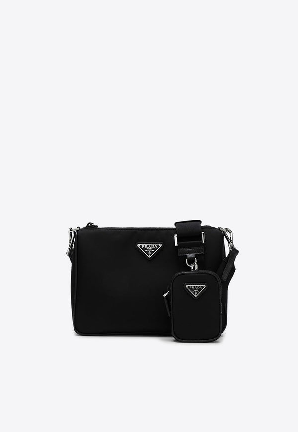 Re-Nylon and Saffiano Leather Crossbody Bag