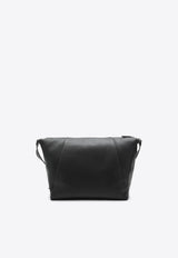 Logo Print Grained Leather Shoulder Bag