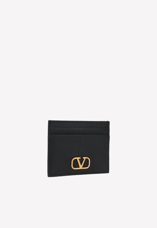 VLogo Cardholder in Grained Leather