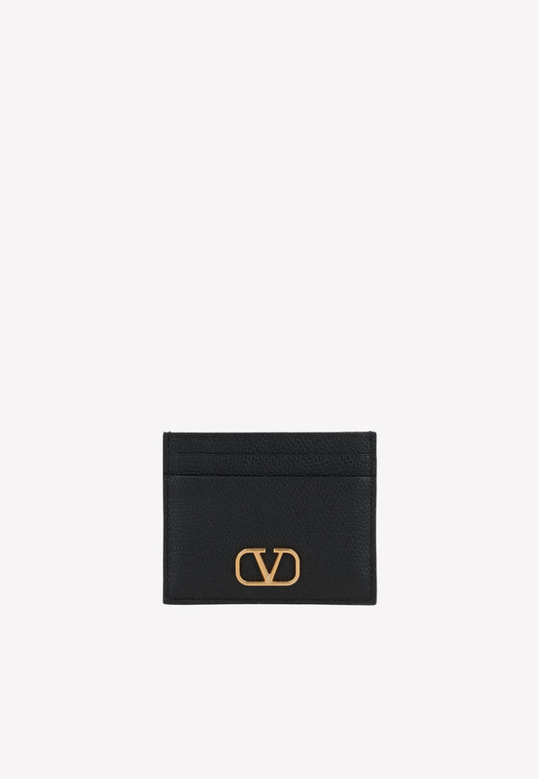 VLogo Cardholder in Grained Leather