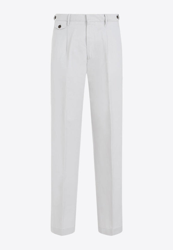 Linen-Blend Tailored Pants