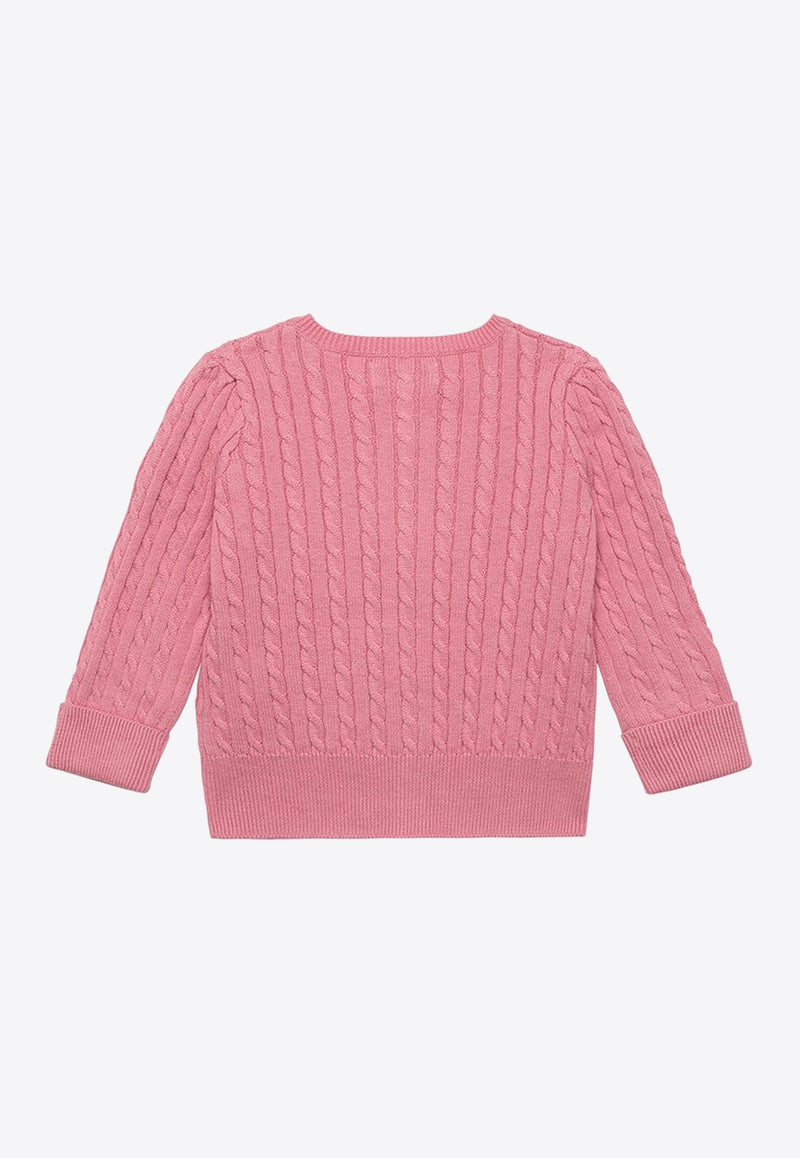 Baby Girls Cable Knit Logo Cardigan