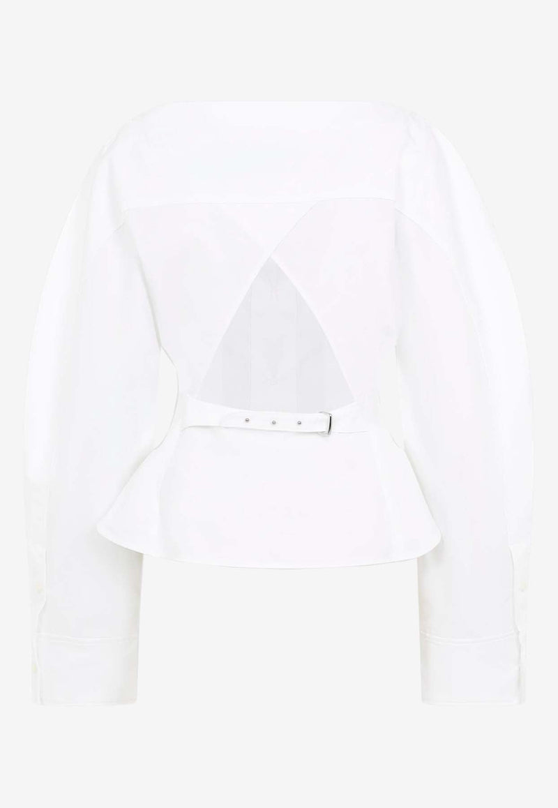 Boat-Neck Cut-Out Shirt