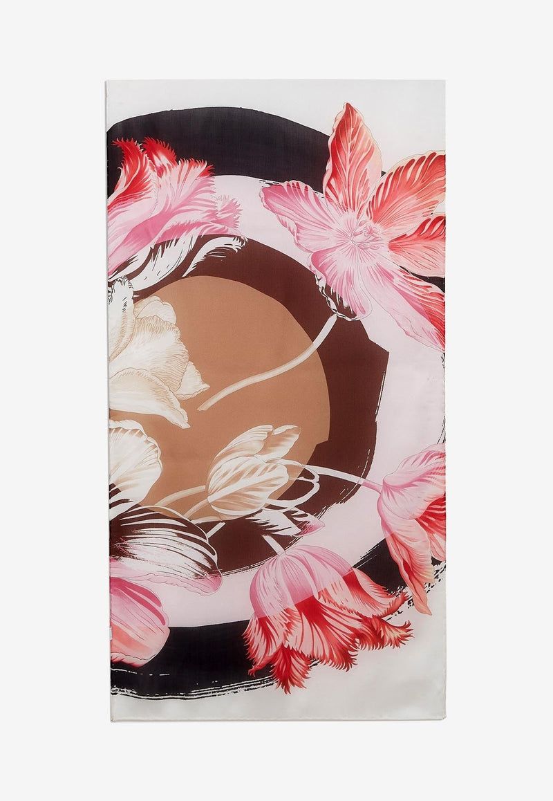 Tulip Print Silk Scarf