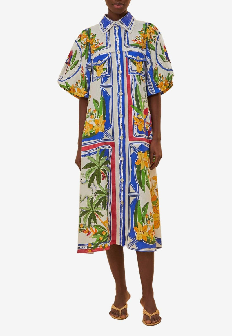 Tropical Destination Midi Shirt Dress