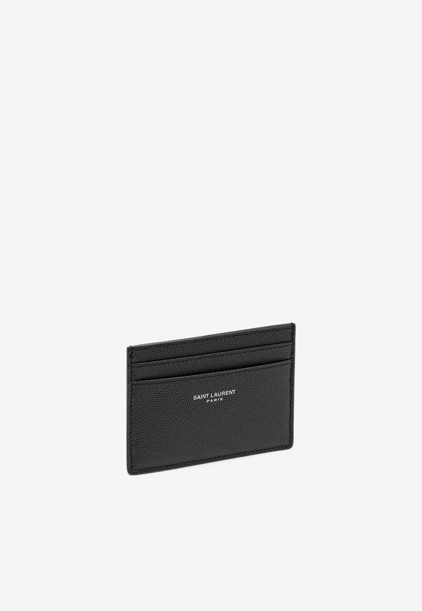 Embossed Logo Grained Leather Cardholder